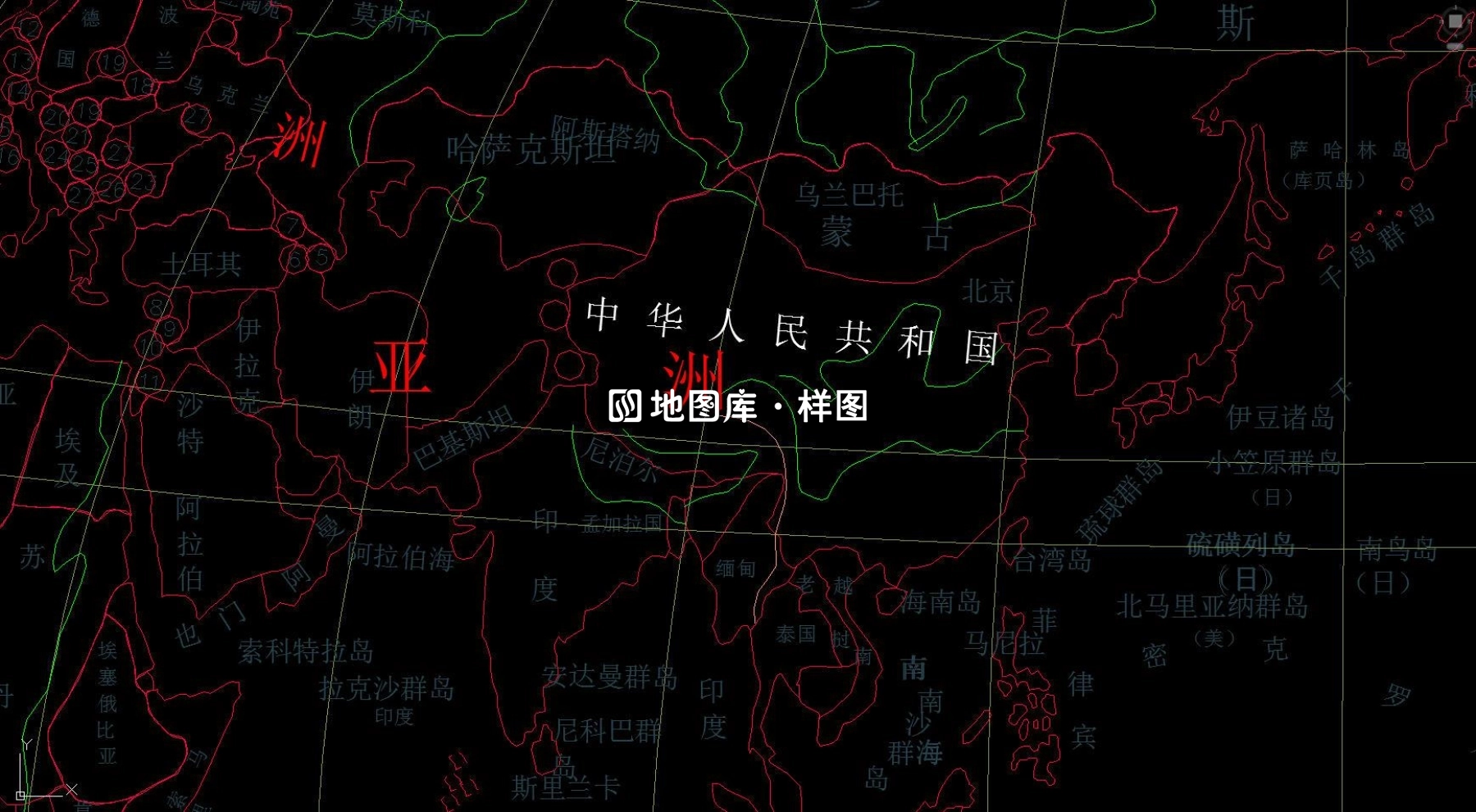 世界地图全区域CAD版完整版（中英文）_图3