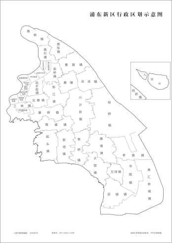 上海浦东新区行政区划示意地图