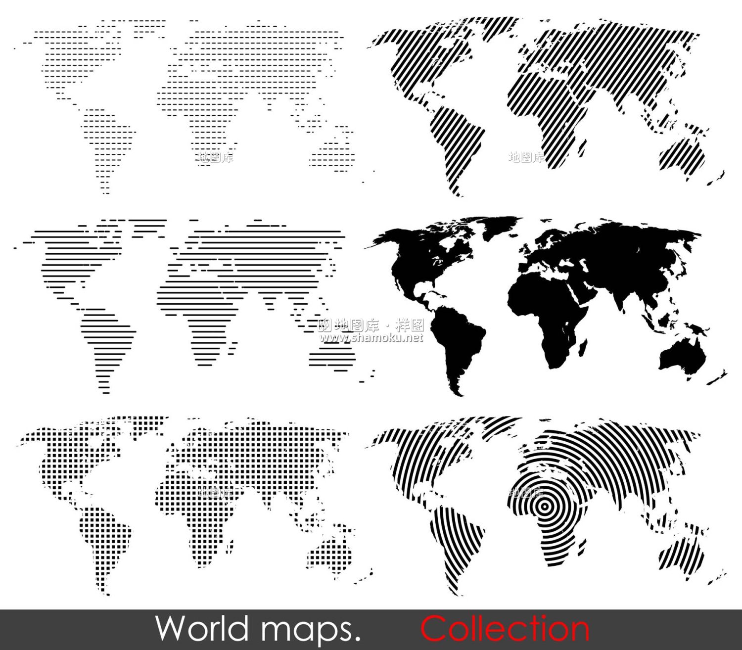 多款点线组成的世界地图矢量素材概念示意地图_图2