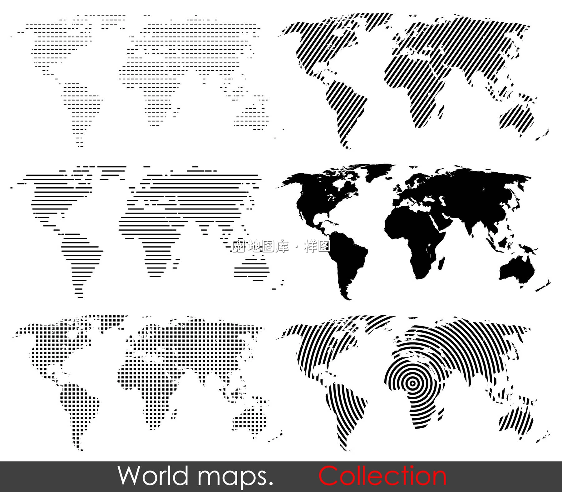 多款点线组成的世界地图矢量素材概念示意地图_图2