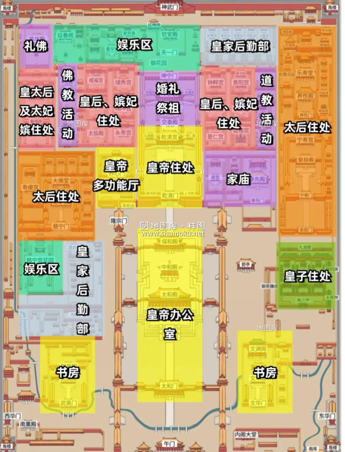 北京故宫游览地图-故宫建筑群平面图_图4