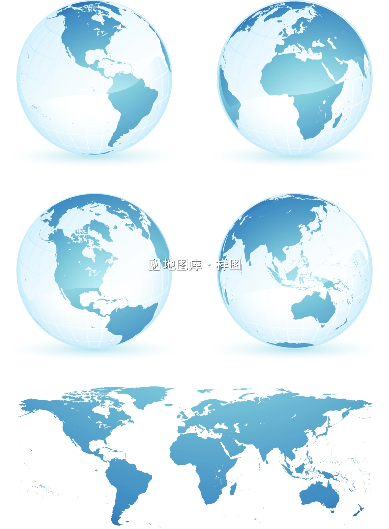 世界地图和蓝色地球eps矢量素材（概念版）_图1