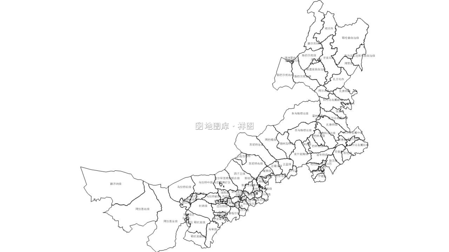 内蒙古全省市可编辑SVG、PPT矢量格式轮廓地图_图1