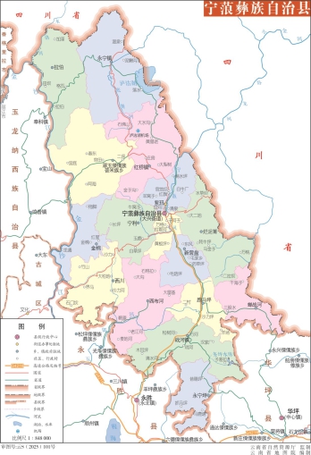 云南丽江市宁蒗县地图完整版大图eps矢量地图全图