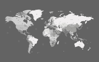 世界地图黑白系带英文国家首都矢量地图可编辑