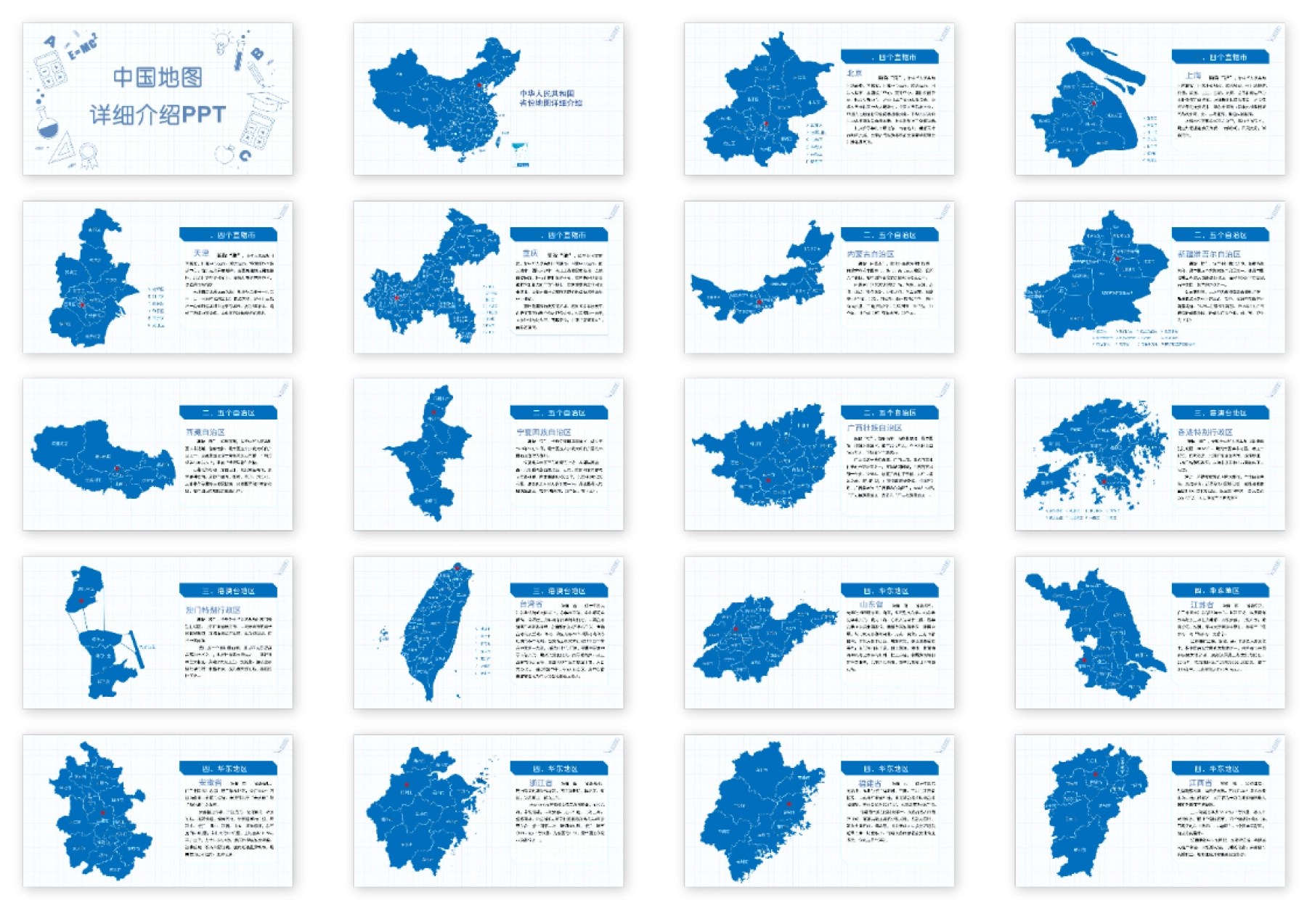 中国和34省份PPT地图可编辑模板文字介绍版_图3