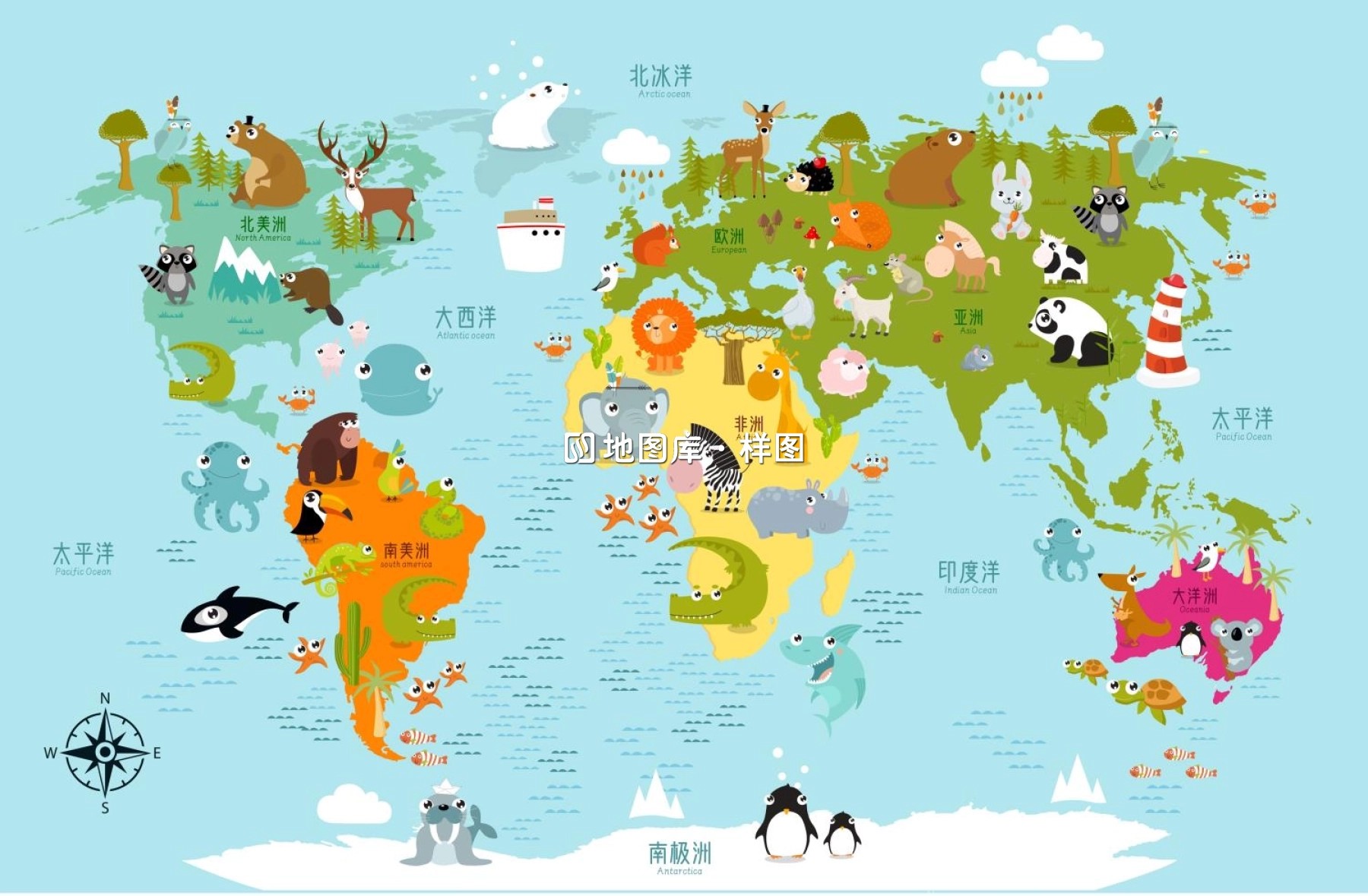 十款儿童卡通世界矢量地图源文件（AI/CDR格式）_图5