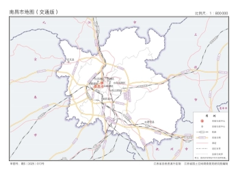 江西南昌市主题地图-市政区、交通、轮廓地图