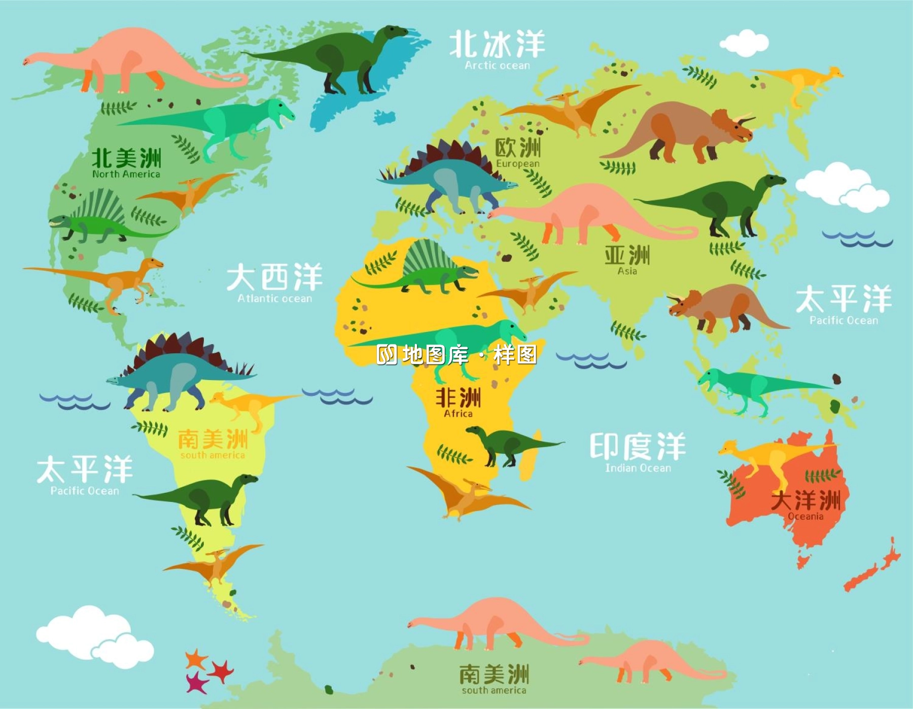 六款卡通世界地图素材AI/CDR矢量源文件中文版_图4