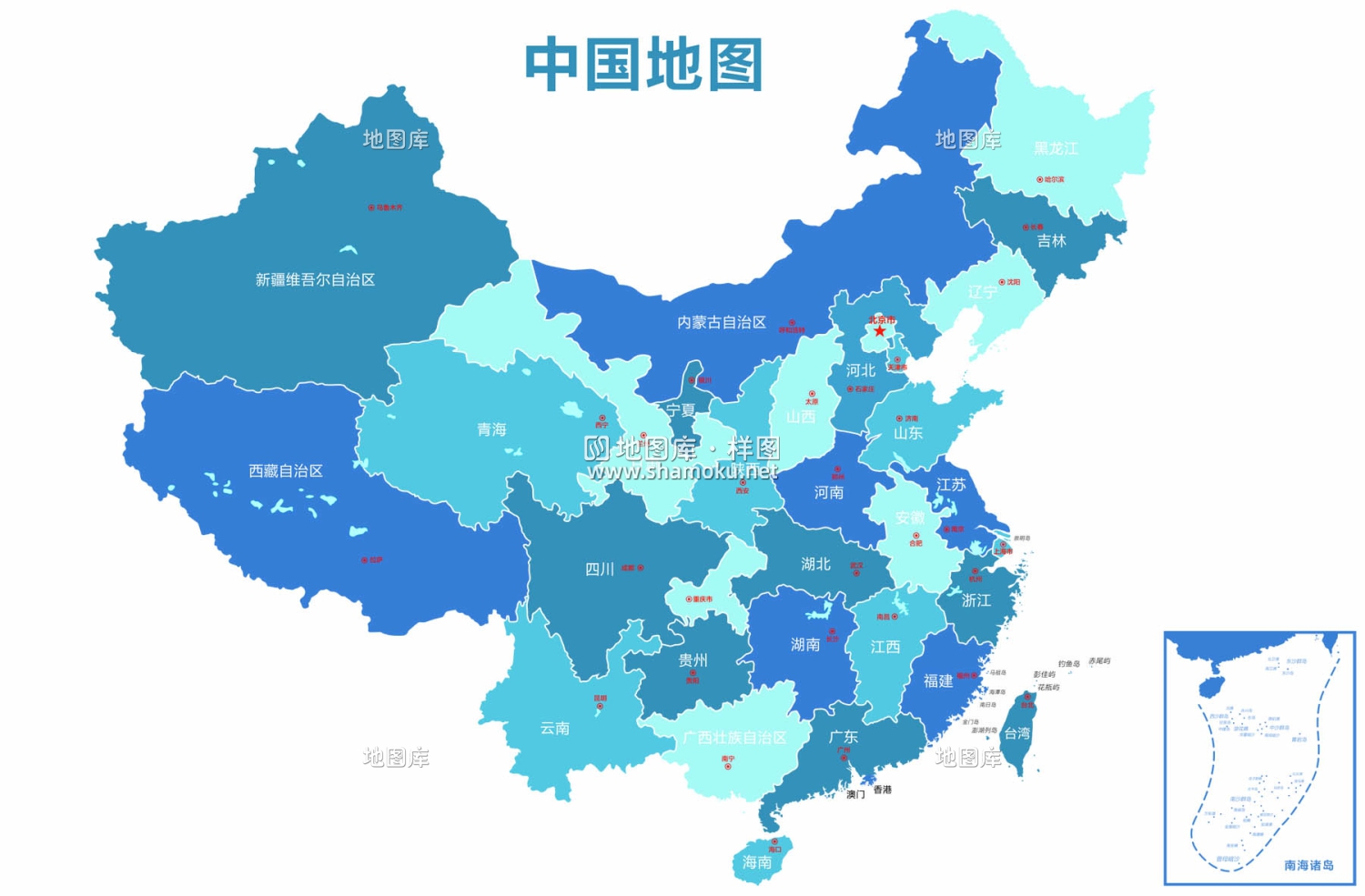 中国地图PSD文件分层素材模板_免抠图可编辑文字改色_图1