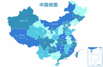 中国地图PSD文件分层素材模板_免抠图可编辑文字改色