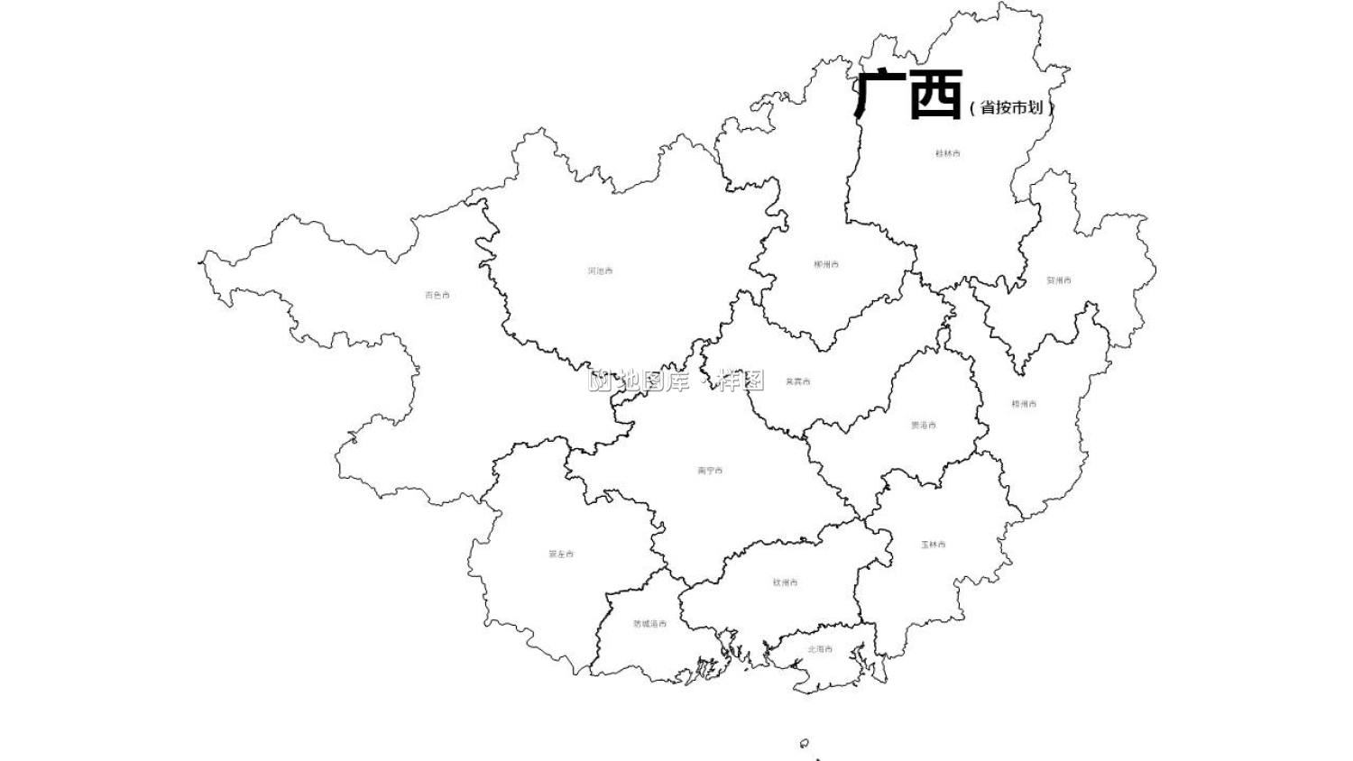 广西全省各市边界地图PPT、SVG矢量格式可编辑_图2