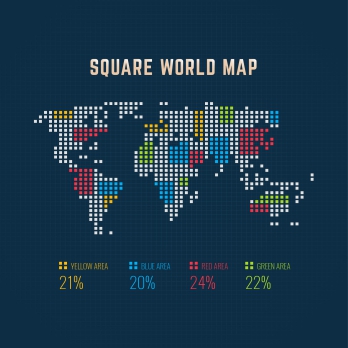 彩色点状世界矢量地图（可作数据分析）