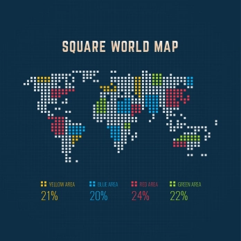 彩色点状世界矢量地图（可作数据分析）
