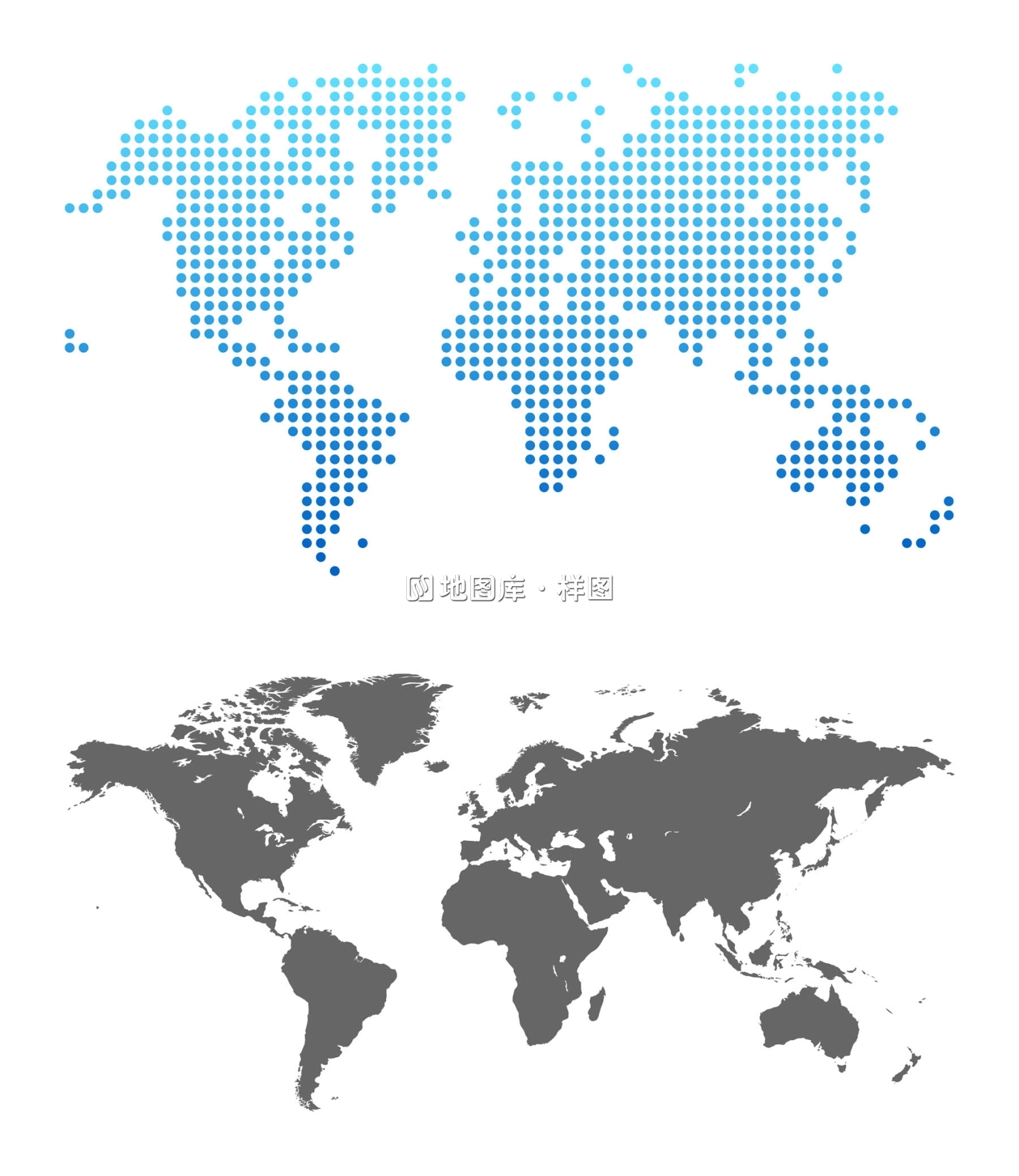 四款空白单色世界矢量地图_图2