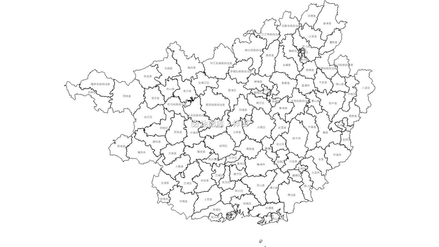 广西全省各市边界地图PPT、SVG矢量格式可编辑_图1