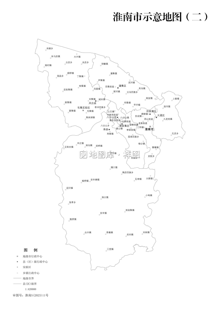 安徽淮南市示意地图_淮南轮廓地图_图2