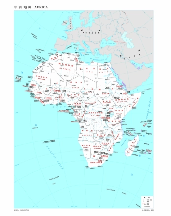 非洲地图中文版全图_白色版