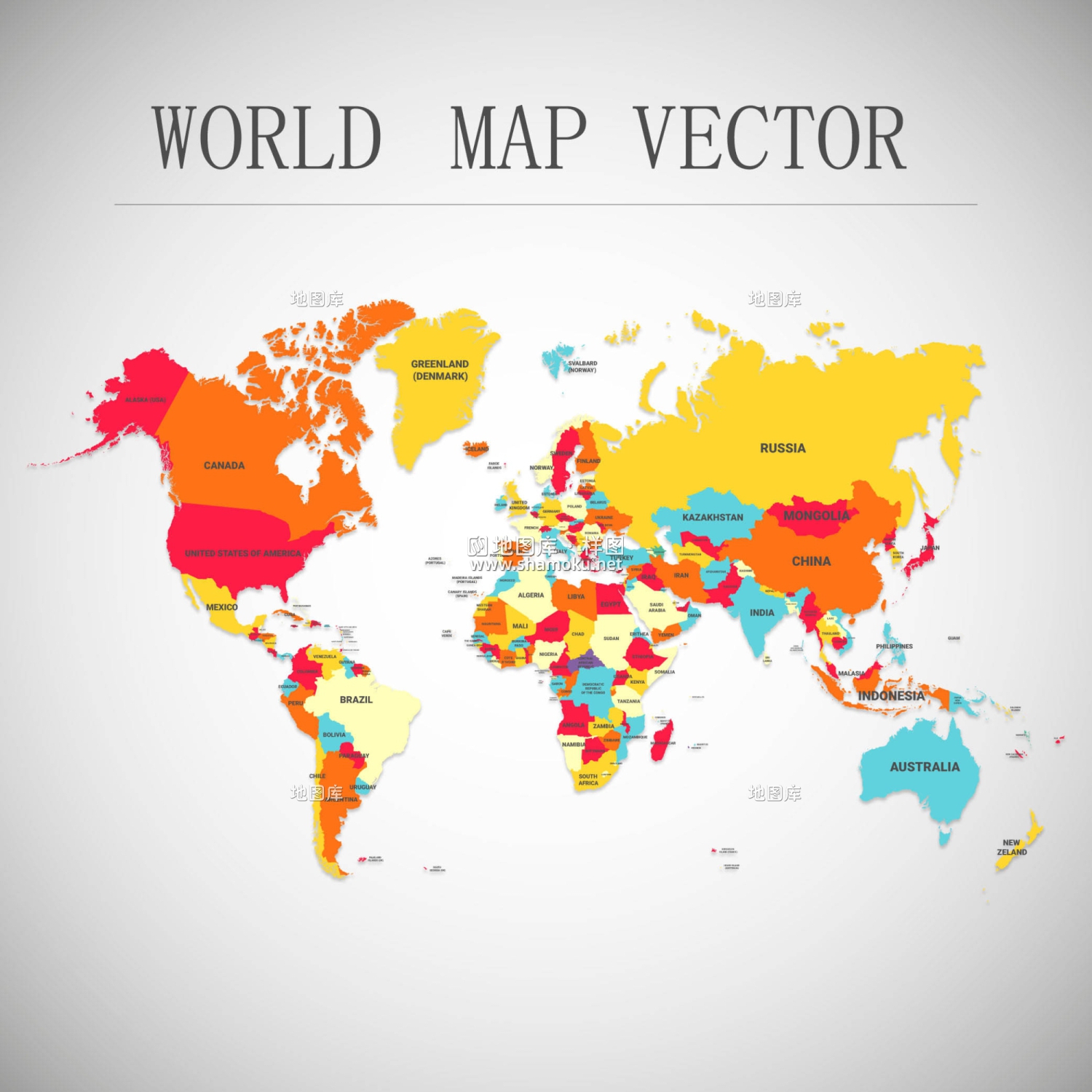 二款世界矢量地图英文标注AI和Eps格式_图1