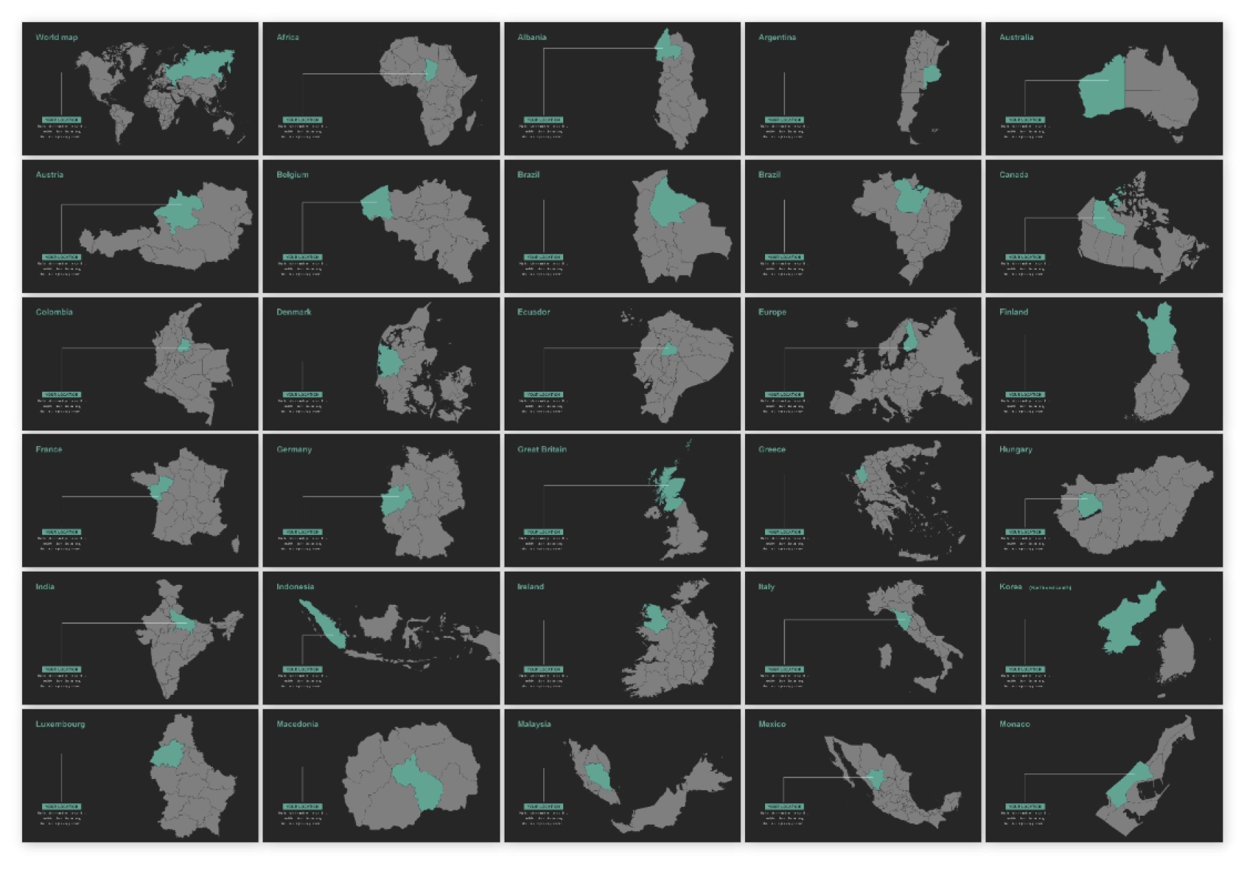 世界各国地图PPT可编辑高清版模板素材_图1