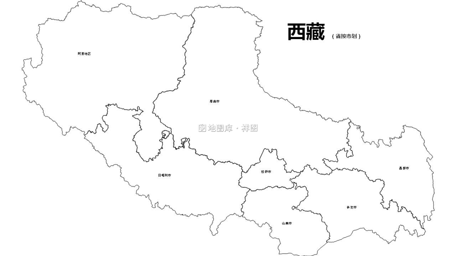 西藏矢量边界轮廓地图-PPT、SVG矢量格式可编辑_图2
