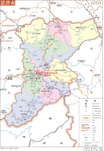 云南西双版纳景洪市地图eps矢量可编辑完整版大图