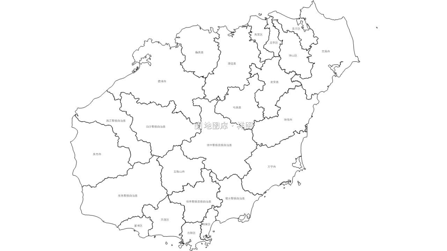 海南全省市县边界地图可编辑SVG、PPT矢量格式地图_图1