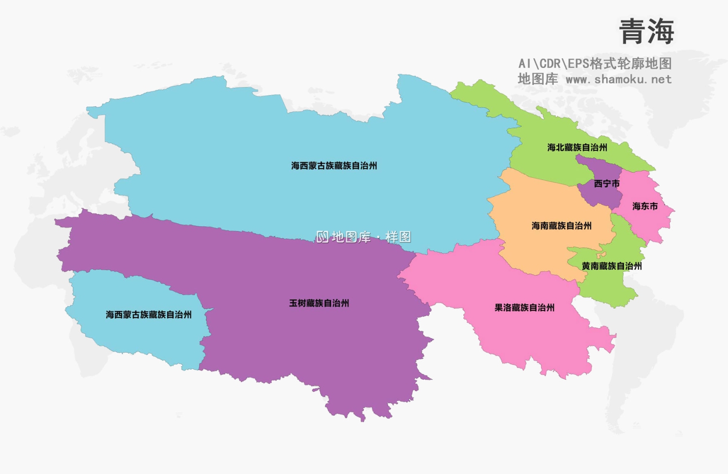 青海矢量地图AI、CDR、EPS格式源文件下载_图1