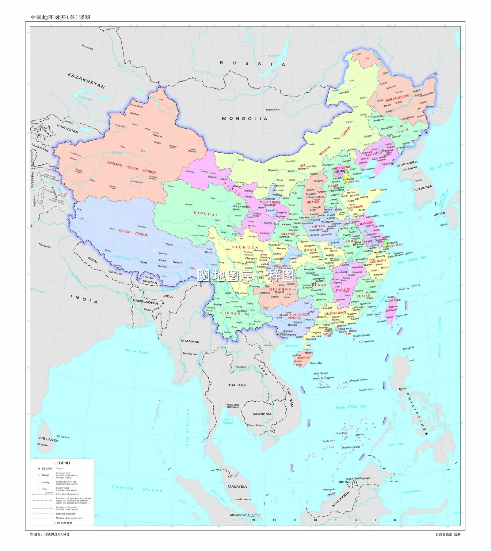 中国地图英文版高清下载_竖版_图1