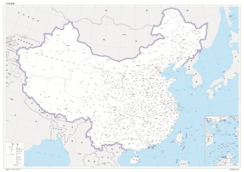 中国地图高清版大图电子版_界线版 有邻国 无河流 横版