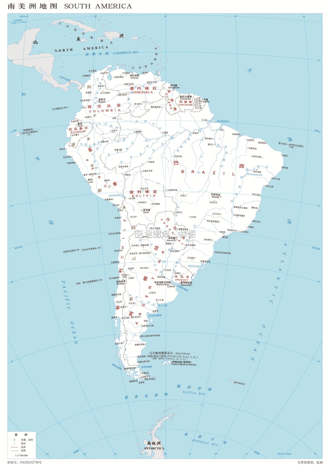 南美洲地图_南美洲地图全图高清版_白色版_图1