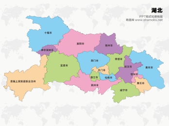 湖北矢量地图简化轮廓ppt格式模板