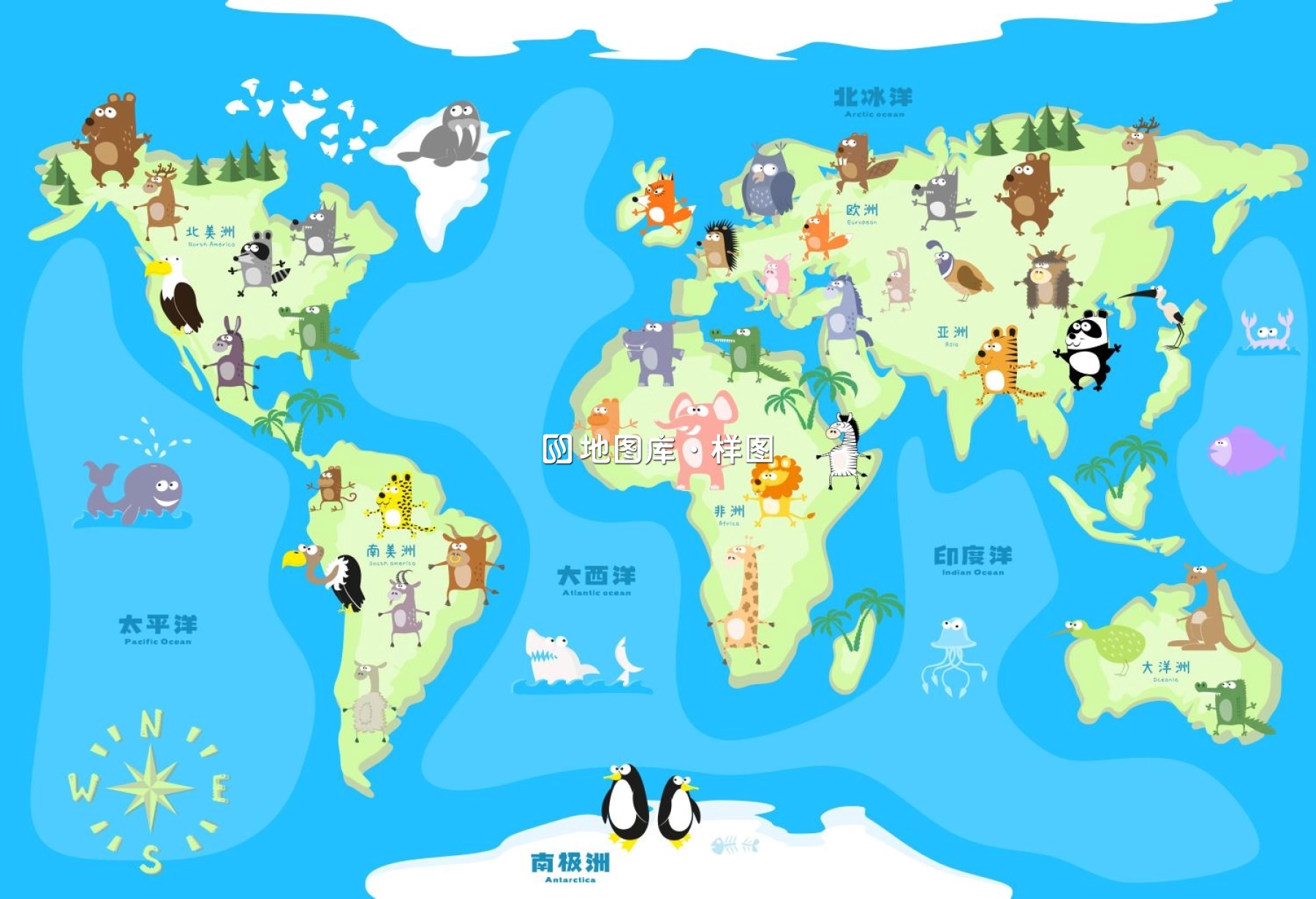 十款儿童卡通世界矢量地图源文件（AI/CDR格式）_图3