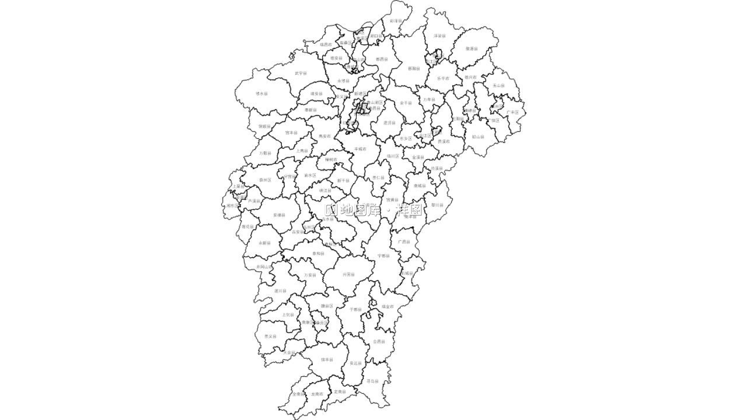江西全省市可编辑SVG、PPT矢量格式轮廓地图_图1