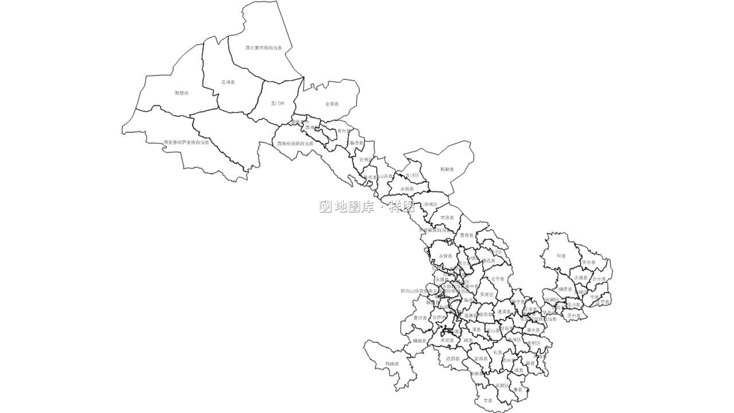 甘肃边界地图PPT、SVG矢量格式可编辑/可拆分/可涂色_图1