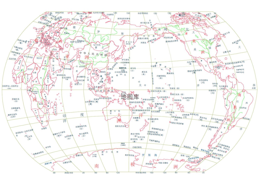 世界地图全区域CAD版完整版（中英文）_图1