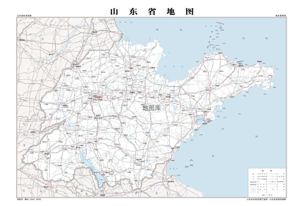 山东地图基本要素版_中国地图高清版大图下载_图1