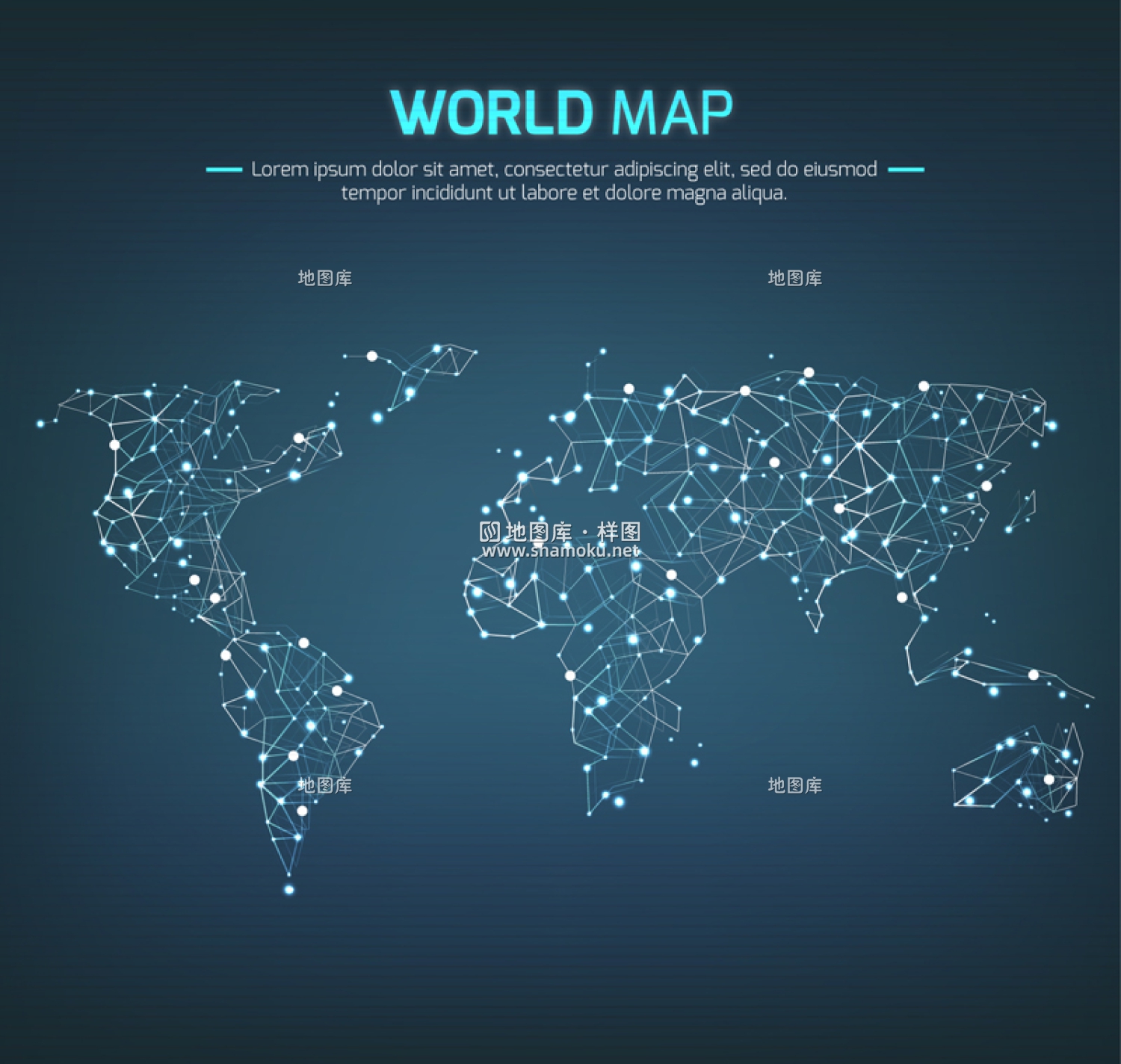 光点连线世界矢量地图(AI格式)科技感十足_图1