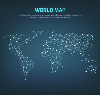 光点连线世界矢量地图(AI格式)科技感十足