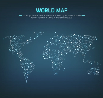 光点连线世界矢量地图(AI格式)科技感十足