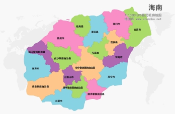 海南省矢量地图下载-AI、CDR、EPS格式源文件