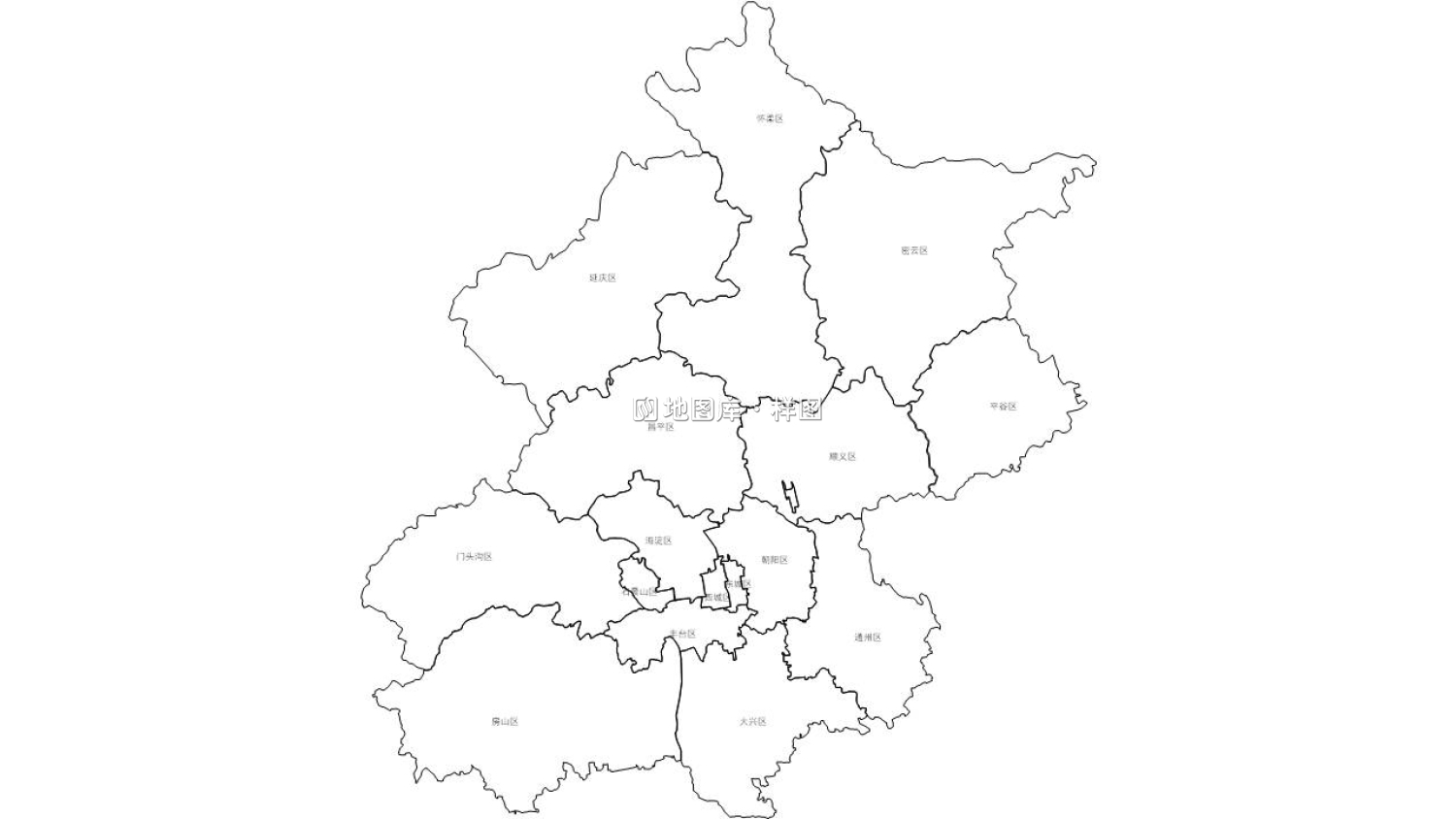 北京边界地图PPT、SVG矢量格式可编辑/可涂色_图1