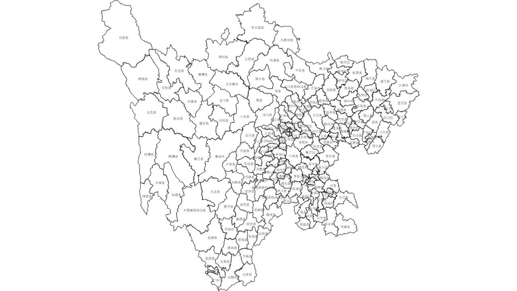 四川矢量边界轮廓地图-PPT、SVG矢量格式可编辑_图1