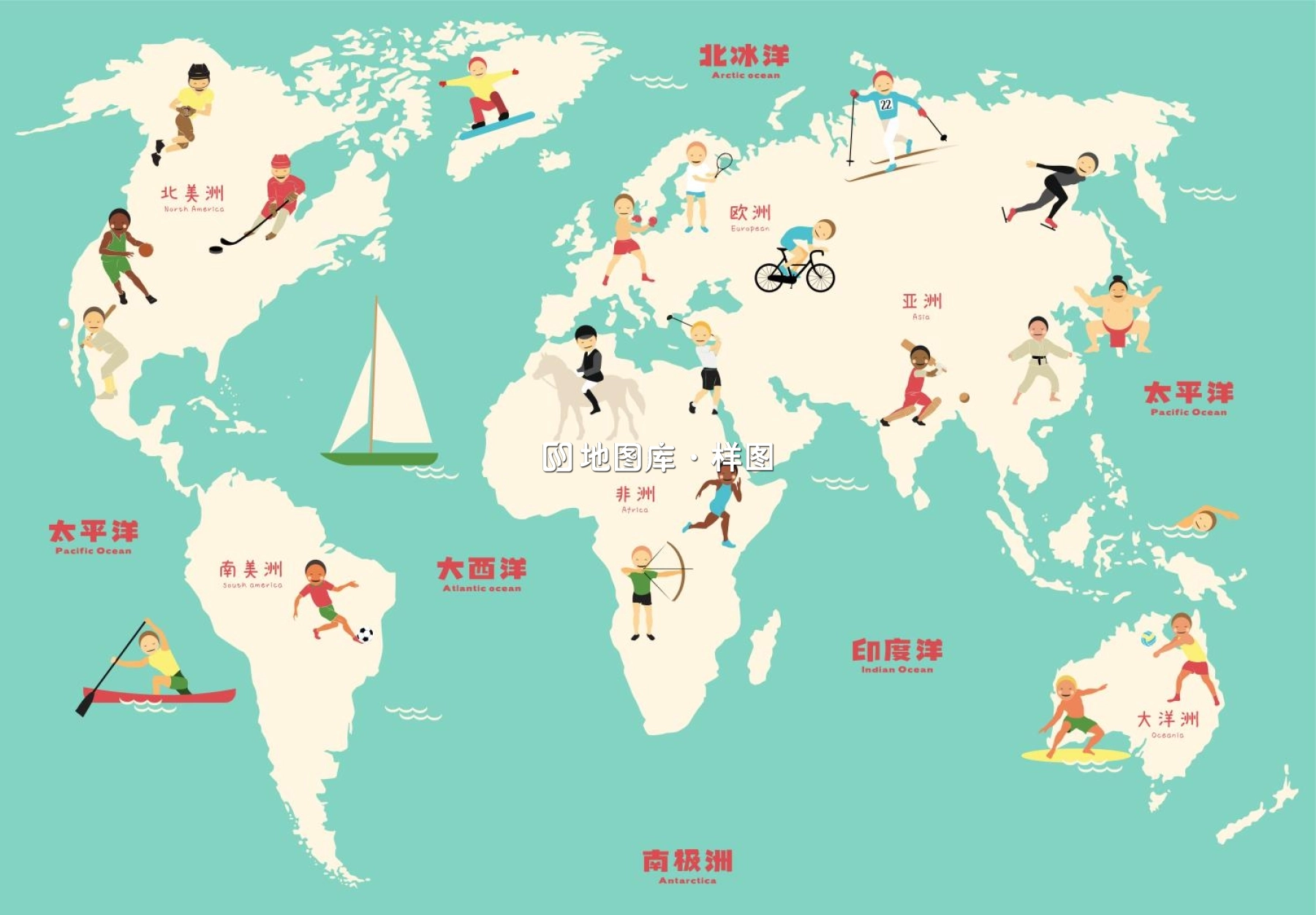 六款卡通世界地图素材AI/CDR矢量源文件中文版_图6