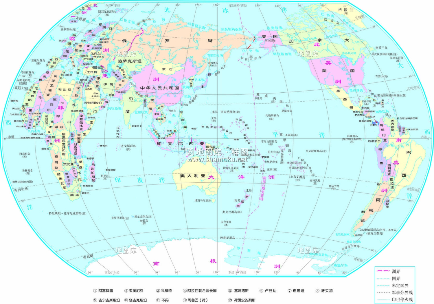 二款世界地图中文超清晰CDR矢量地图源文件_图2